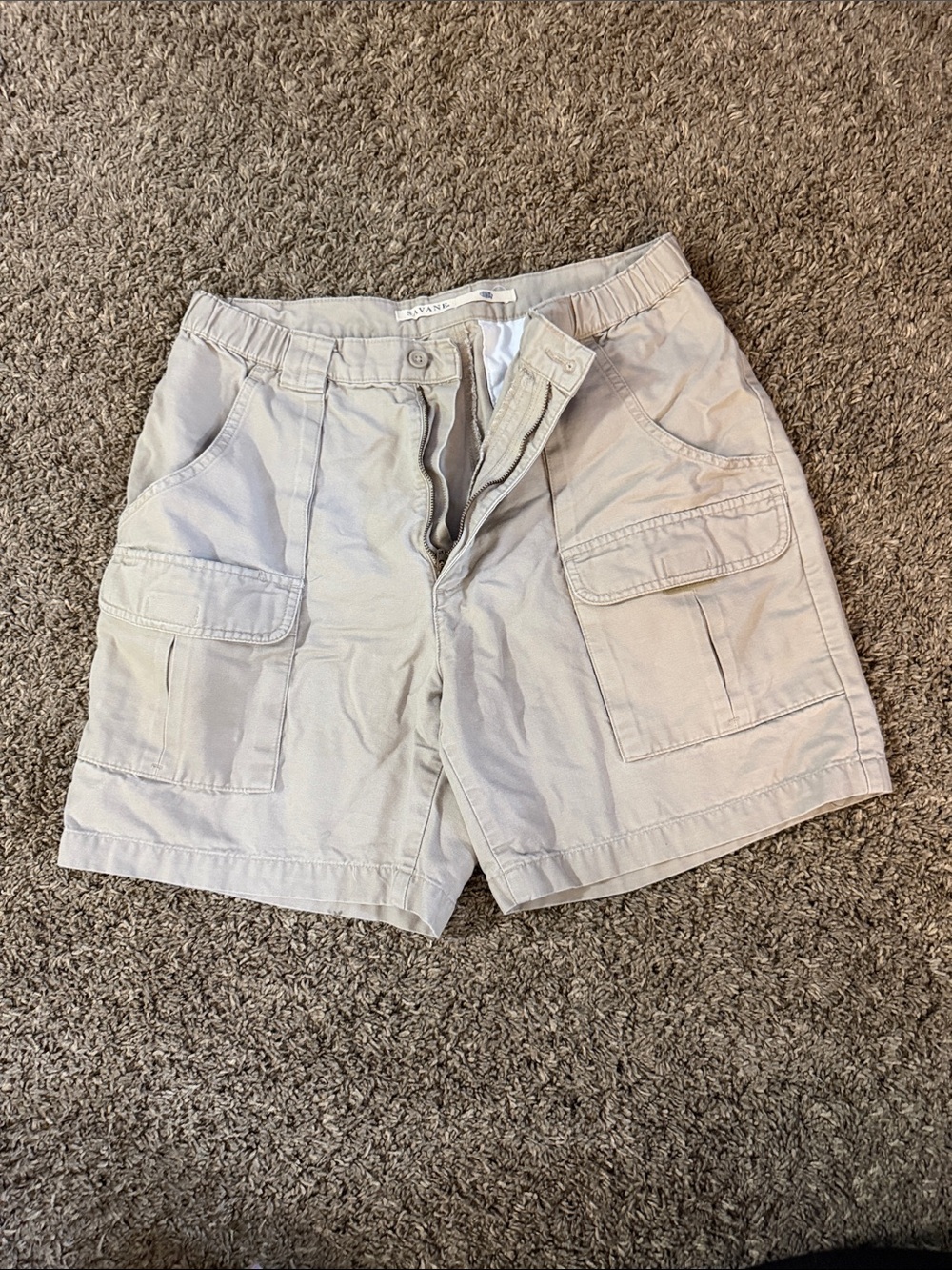 Savane Beige Cargo Shorts with Pocket Flaps